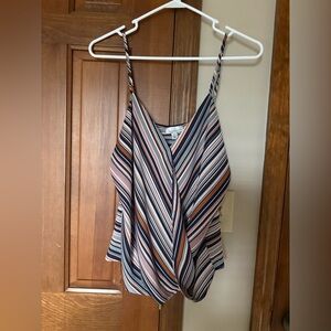 Allison Joy Diagonal Striped V-Neck Cami in Navy, Pink & Rust